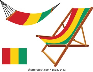 guinea hammock and deck chair set against white background, abstract vector art illustration