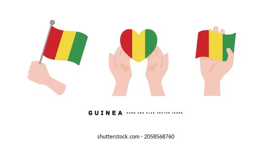 [Guinea] Hand and national flag icon vector illustration