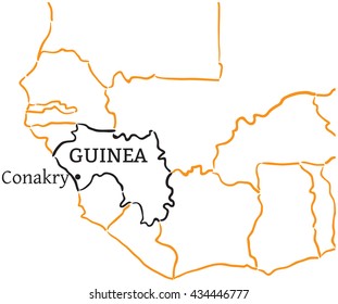 Guinea hand-drawn sketch map