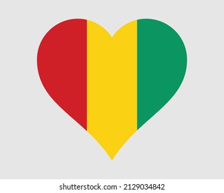 Guinea Heart Flag. Guinean Love Shape Country Nation National Flag. Republic of Guinea Banner Icon Sign Symbol. EPS Vector Illustration.