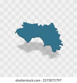 Guinea high detailed vector representation of country silhouette. 3D map on transparent background with dropped shadow. For educational, decorative, or informational use.