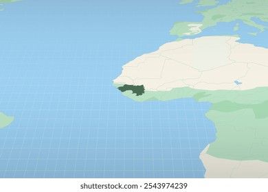 Guinea highlighted on a detailed map, geographic location of Guinea. Vector Map.