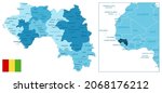 Guinea - highly detailed blue map. Vector illustration