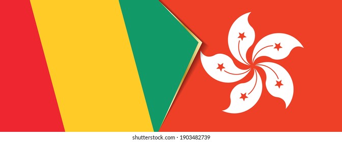 Guinea and Hong Kong flags, two vector flags symbol of relationship or confrontation.