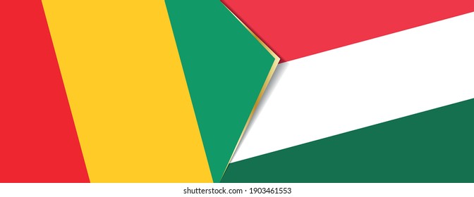 Guinea and Hungary flags, two vector flags symbol of relationship or confrontation.