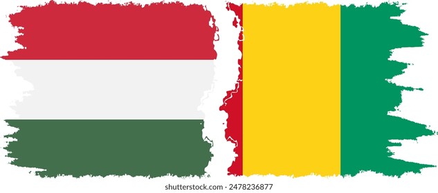 Guinea and Hungary grunge flags connection, vector