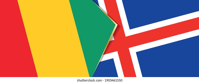 Guinea and Iceland flags, two vector flags symbol of relationship or confrontation.