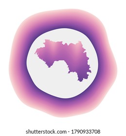 Icono de Guinea. Logo de gradiente colorido del país. Signo redondeado de Guinea roja púrpura con mapa para su diseño. Ilustración vectorial.