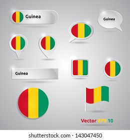 Guinea icon set of flags | green white blue template | Guinea