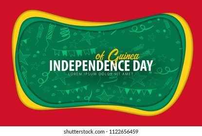 Guinea. Independence day greeting card. Paper cut style