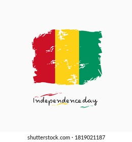 Guinea Independence Day - Guinean brush stroke flag Vector illustration on a white background. Brushstrokes are drawn by hand.	
