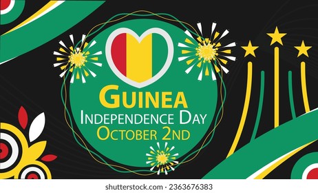 Guinea Independence Day vector banner design. Happy Guinea Independence Day modern minimal graphic poster illustration.