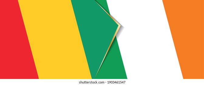 Guinea and Ireland flags, two vector flags symbol of relationship or confrontation.