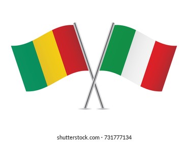 Guinea and Italy flags.Vector illustration.