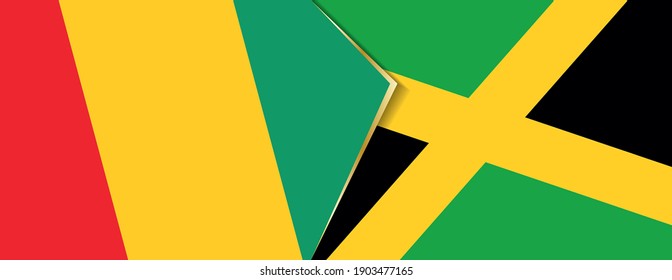 Flaggen von Guinea und Jamaika, zwei Vektorflaggen Symbol für Beziehung oder Konfrontation.