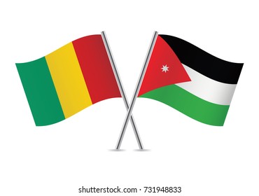 Guinea and Jordan flags.Vector illustration.