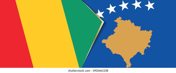 Banderas de Guinea y Kosovo, dos banderas vectoriales símbolo de relación o enfrentamiento.