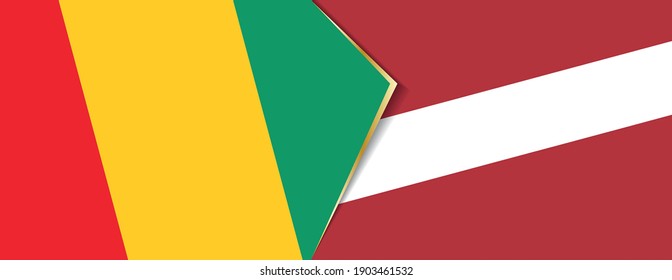 Guinea and Latvia flags, two vector flags symbol of relationship or confrontation.