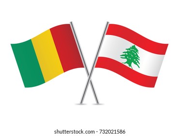 Guinea and Lebanon flags.Vector illustration.