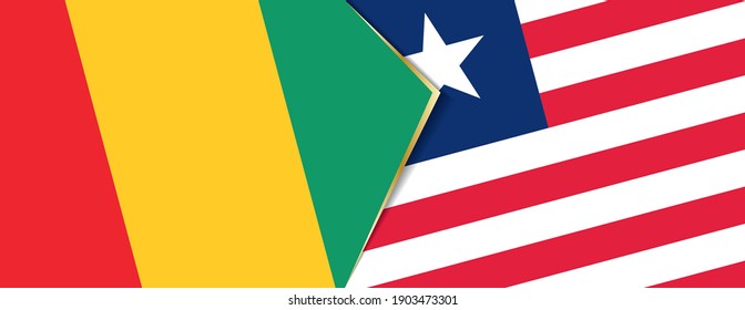 Banderas de Guinea y Liberia, dos banderas vectoriales símbolo de relación o enfrentamiento.