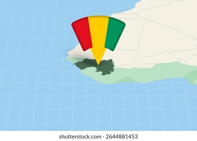 Guinea Location Highlighted on African Map with Flag Icon. Detailed Vector Design.