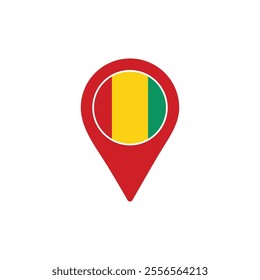 Guinea location pin with national flag