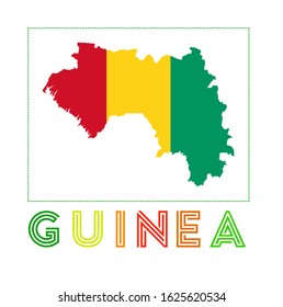 Guinea Logo. Map of Guinea with country name and flag. Neat vector illustration.