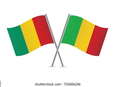 Guinea and Mali flags.Vector illustration.