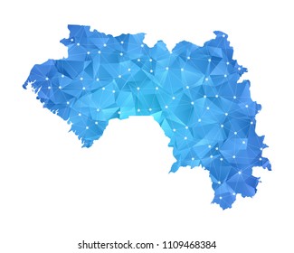 Guinea Map - Abstract geometric rumpled triangular low poly style gradient graphic on white background , line dots polygonal design for your . Vector illustration eps 10.