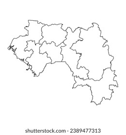 Guinea map with administrative divisions. Vector illustration.