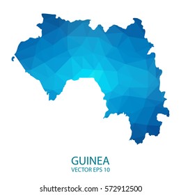 Guinea map - blue geometric rumpled triangular low poly style gradient graphic background , polygonal design for your . Vector illustration eps 10.