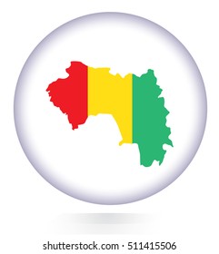 Guinea map button with national flag