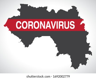 Guinea map with Coronavirus warning illustration