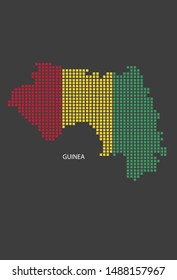 Guinea map design flag square, black background.
