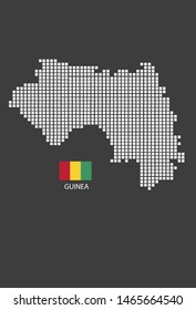 Guinea map design white square, black background with flag Guinea.