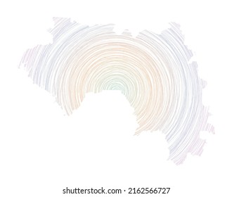 Guinea map filled with concentric circles. Sketch style circles in shape of the country. Vector Illustration.