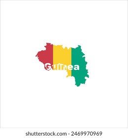 Guinea map and flag color design on white background