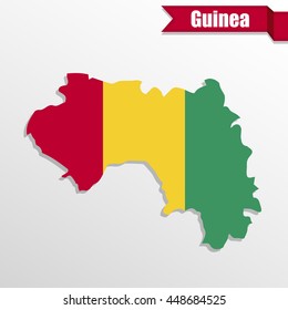 Guinea map with flag inside and ribbon