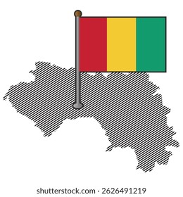 Guinea map with flag. Vector illustration