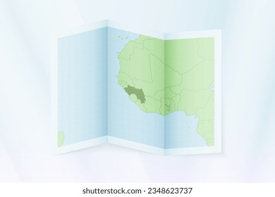 Guinea map, folded paper with Guinea map. Vector illustration.