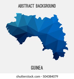 Guinea map in geometric polygonal,mosaic style.Abstract tessellation,modern design background,low poly. Vector illustration.