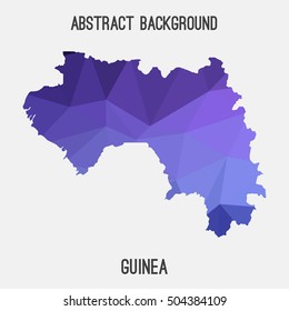 Guinea map in geometric polygonal,mosaic style.Abstract tessellation,modern design background,low poly. Vector illustration.