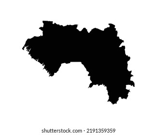 Guinea Map. Guinean Country Map. Guinea-Conakry Black and White National Nation Outline Geography Border Boundary Shape Territory Vector Illustration EPS Clipart