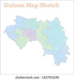 Guinea map. Hand-drawn country. Vector illustration.