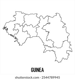 Icono de mapa de Guinea aislado sobre fondo blanco. Mapa de esquema. Icono de línea simple. Ilustración vectorial