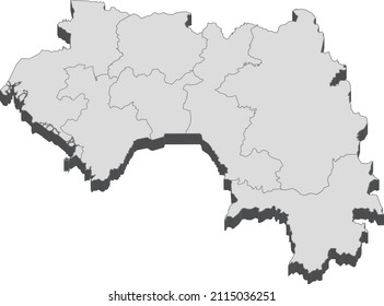 Mapa de Guinea aislado en un fondo blanco.