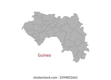 Guinea map isolated on white background. Map silhouette of Guinea. For website layouts, background, education, precise, customizable. Earth geography.