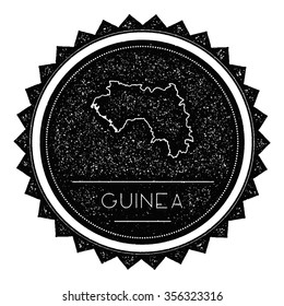 Guinea Map Label with Retro Vintage Styled Design. Hipster grungy insignia vector illustration