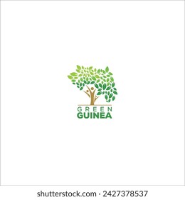 guinea map leaves people vector logo template