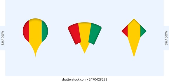 Guinea Map Markers Set. Perfect for projects related to Guinea, travel, geography, and international representation. Vector collection.